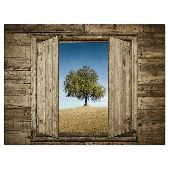Designart - Window Open To Solitary Tree